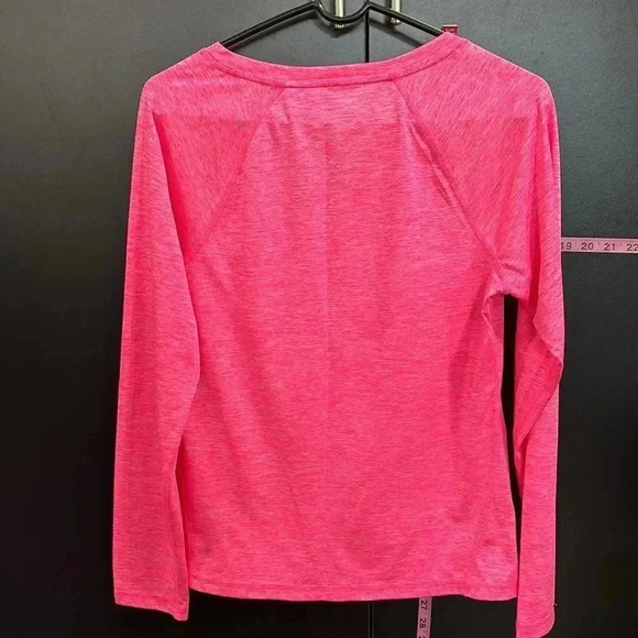 Ideology Athletic long sleeve, v-neck, lightweight top, polyester,heathered pink - Picture 8 of 8